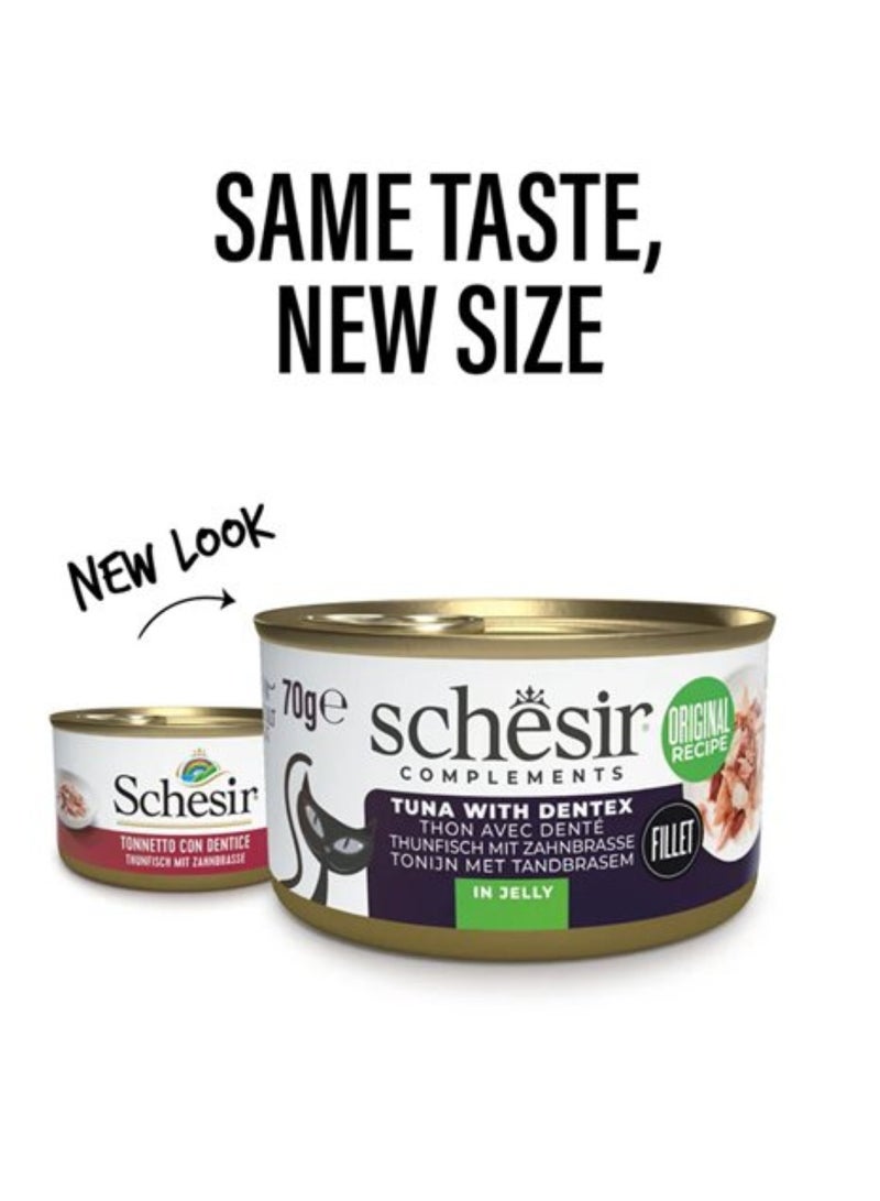 Schesir Complements Cat Wet Food in Jelly – Tuna with Dentex, 70g Can - Image 3